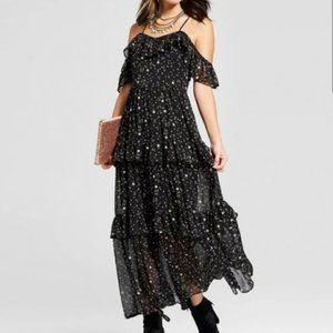 Target Black Stars Cold Shoulder Maxi Dress